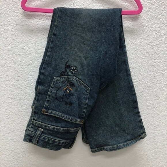 Vintage Mary Kate and Ashley Girls 10 Denim Jeans Embroidered Floral Embellished - Picture 1 of 4
